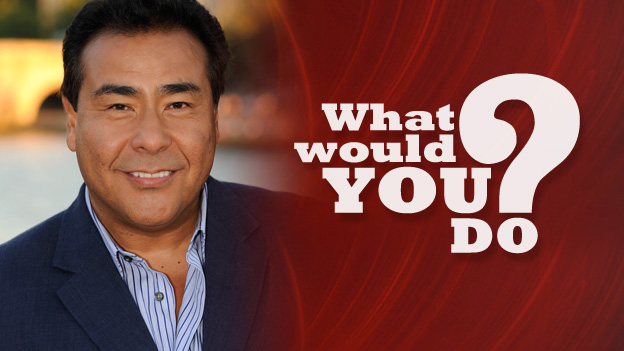 'What Would You Do? logo with the presenter John Quiñones